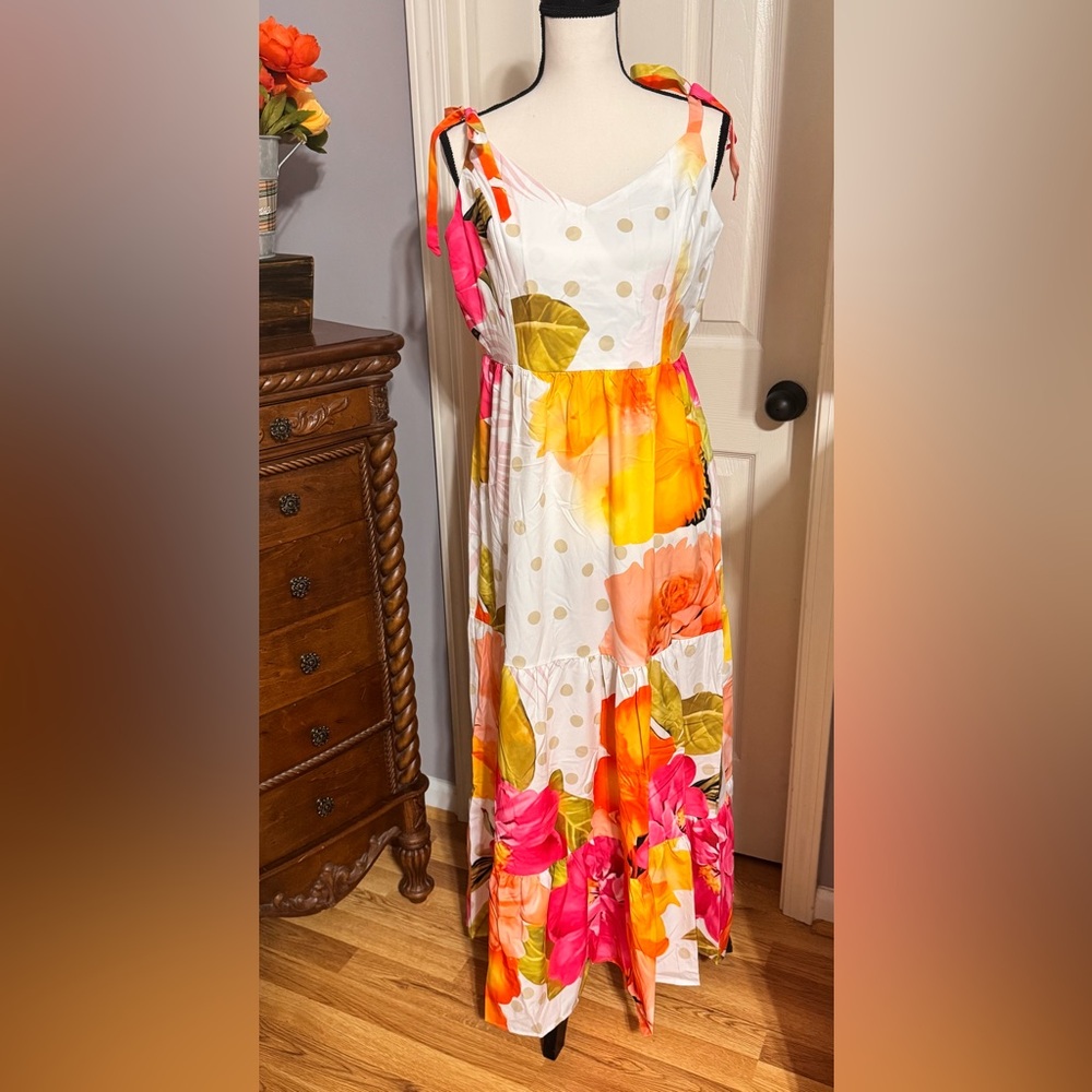 Floral Sleeveless Maxi Dress XL NWOT